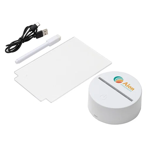 Promotional Sprite light-up writing pad with neon note, custom branded glowing message board
