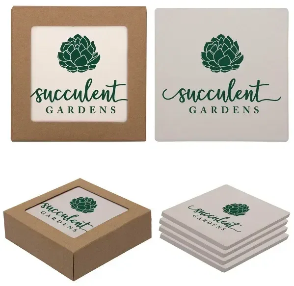 Square Absorbent Stone Coaster 4 Pack
