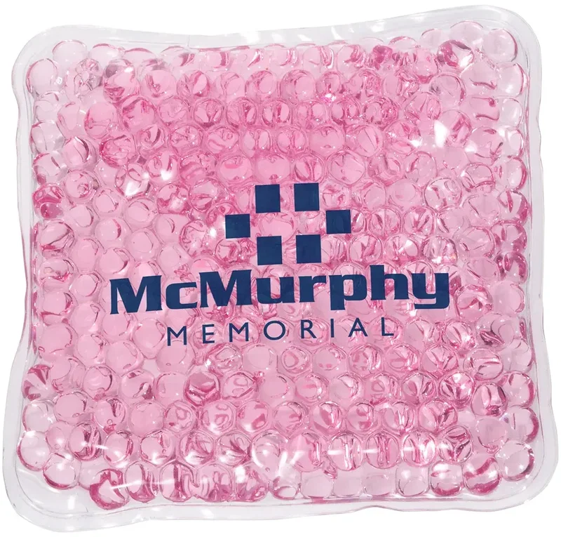 Back view of the custom square Aqua Pearls hot and cold pack for clinic giveaways