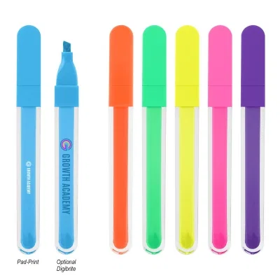 Highlighter with a square barrel and a matching cap