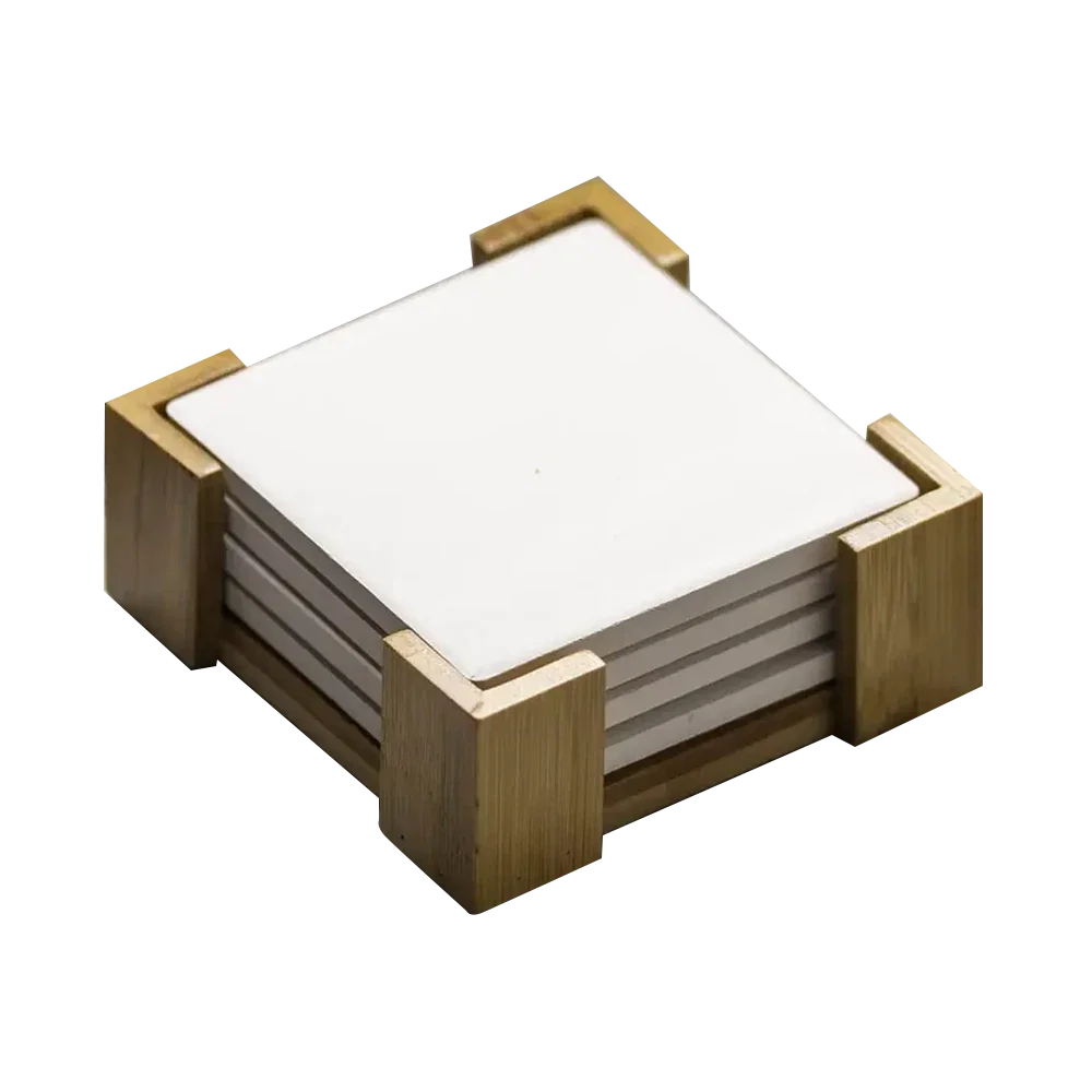 Square Ceramic Coaster: 4 Pc Set with Wood Stand — view 4
