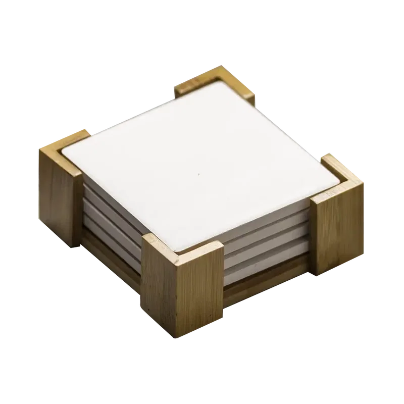 Square Ceramic Coaster: 4 Pc Set with Wood Stand — view 4