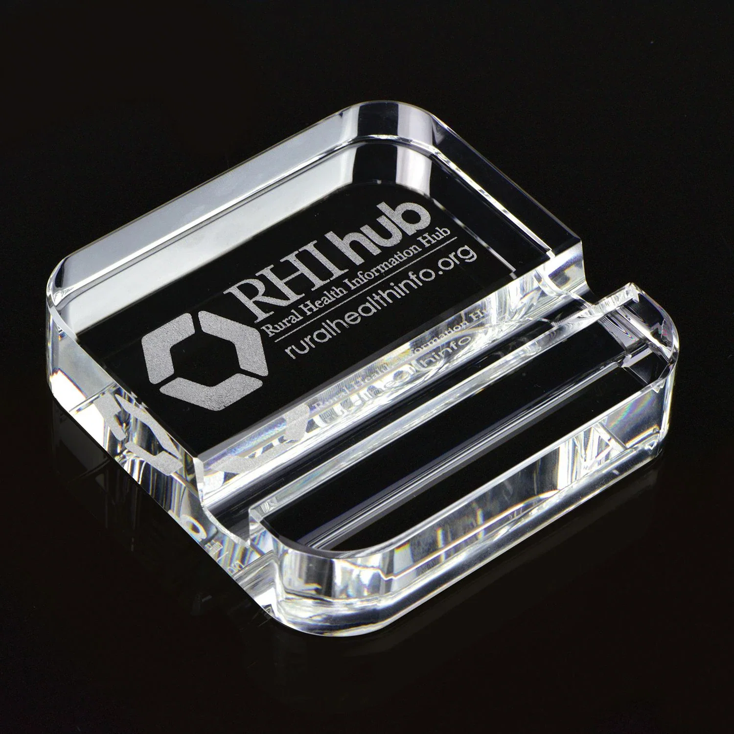 Square Crystal Phone Stand Paperweight — Clear — view 2