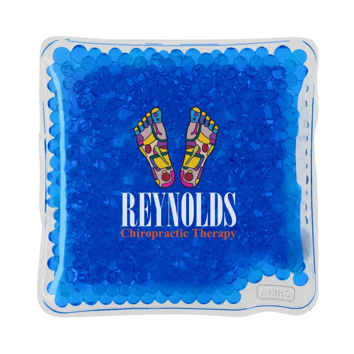 Beads shift inside the sealed pouch