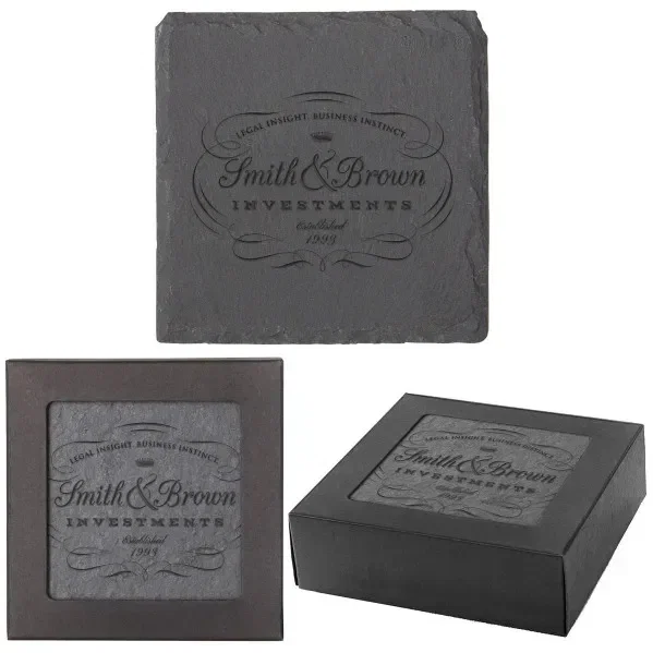 Customized Square Slate Coaster Set