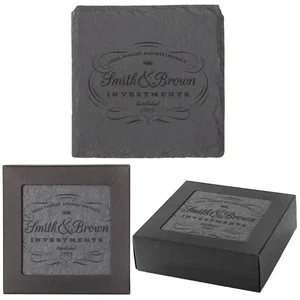 Customized Square Slate Coaster Set