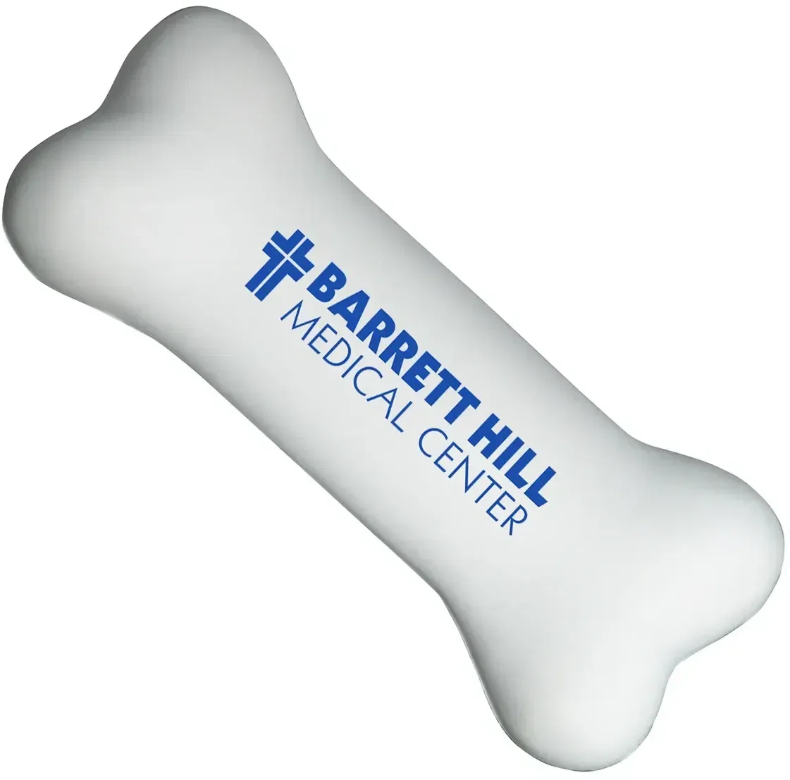 Custom Squeezable Bone Stress Reliever, branded dog-bone squeeze toy with logo print area for pet clinics
