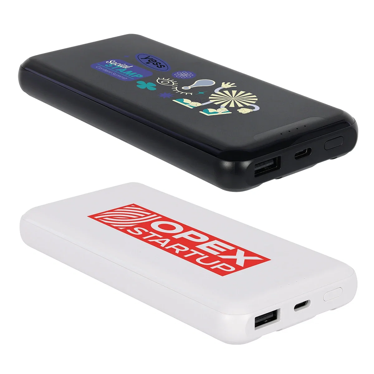 Close-up of the custom Squire 10000mAh Power Bank's logo imprint area