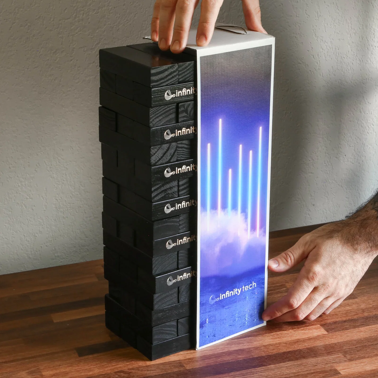 Stack'D Up™ Tumble Tower Game in use