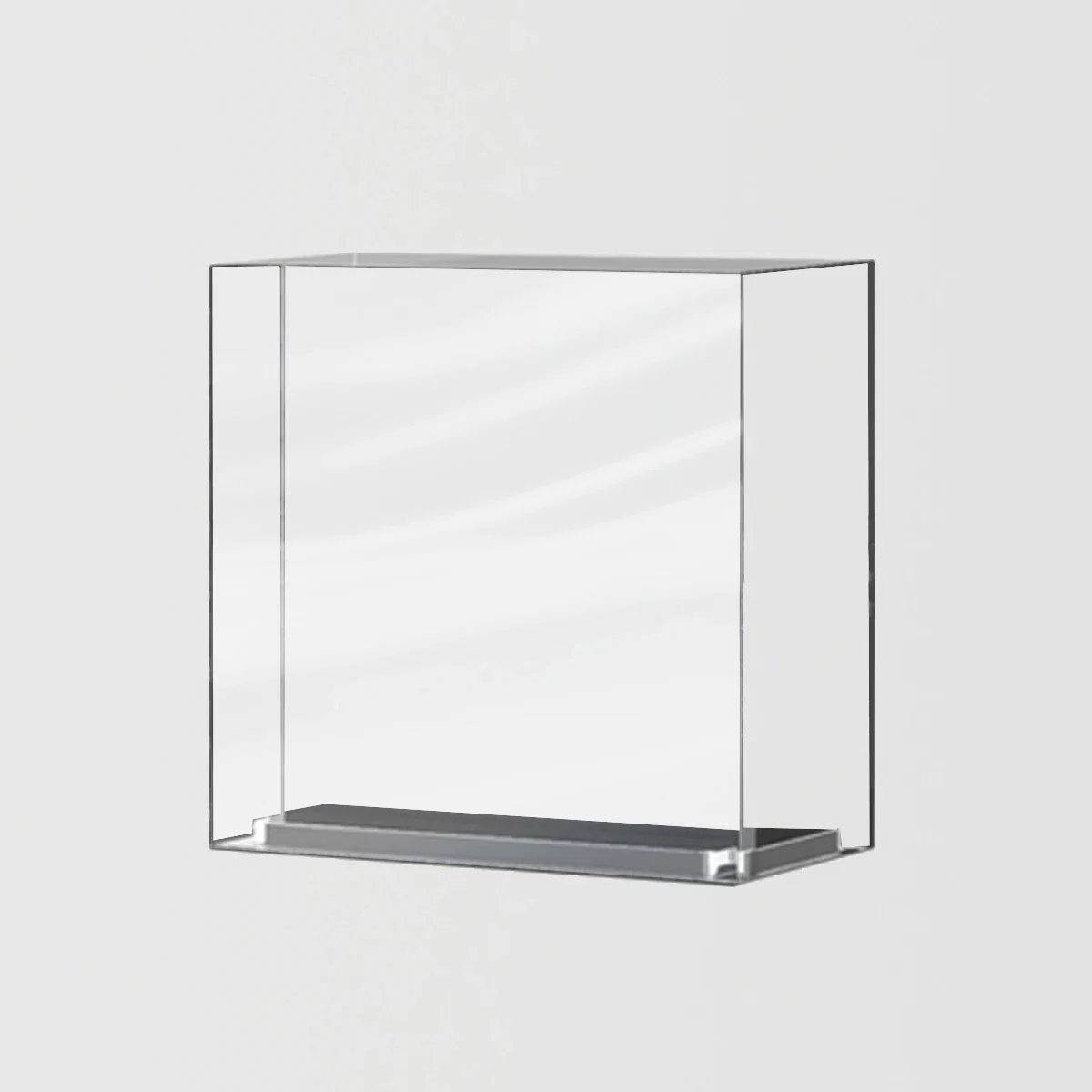 Beveled edges catching light on the transparent block