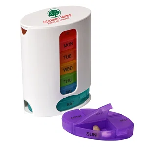 Stacking Weekly Pill Organizer with Four Daily Doses, 3.81" x 4.69" x 2.31" Plastic, Full-Color Imprint
