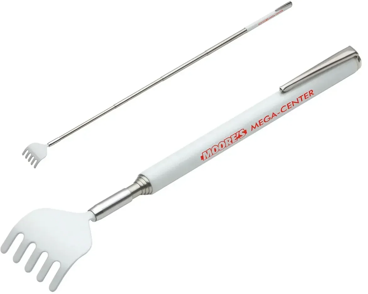 Stainless steel custom back scratcher with branded logo and telescoping shaft