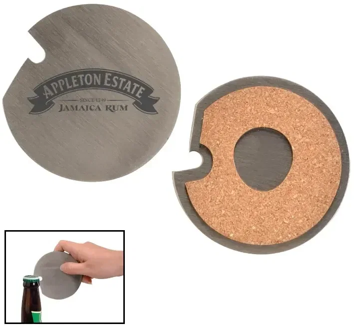Custom Cork Grip Coaster with Bottle Opener
