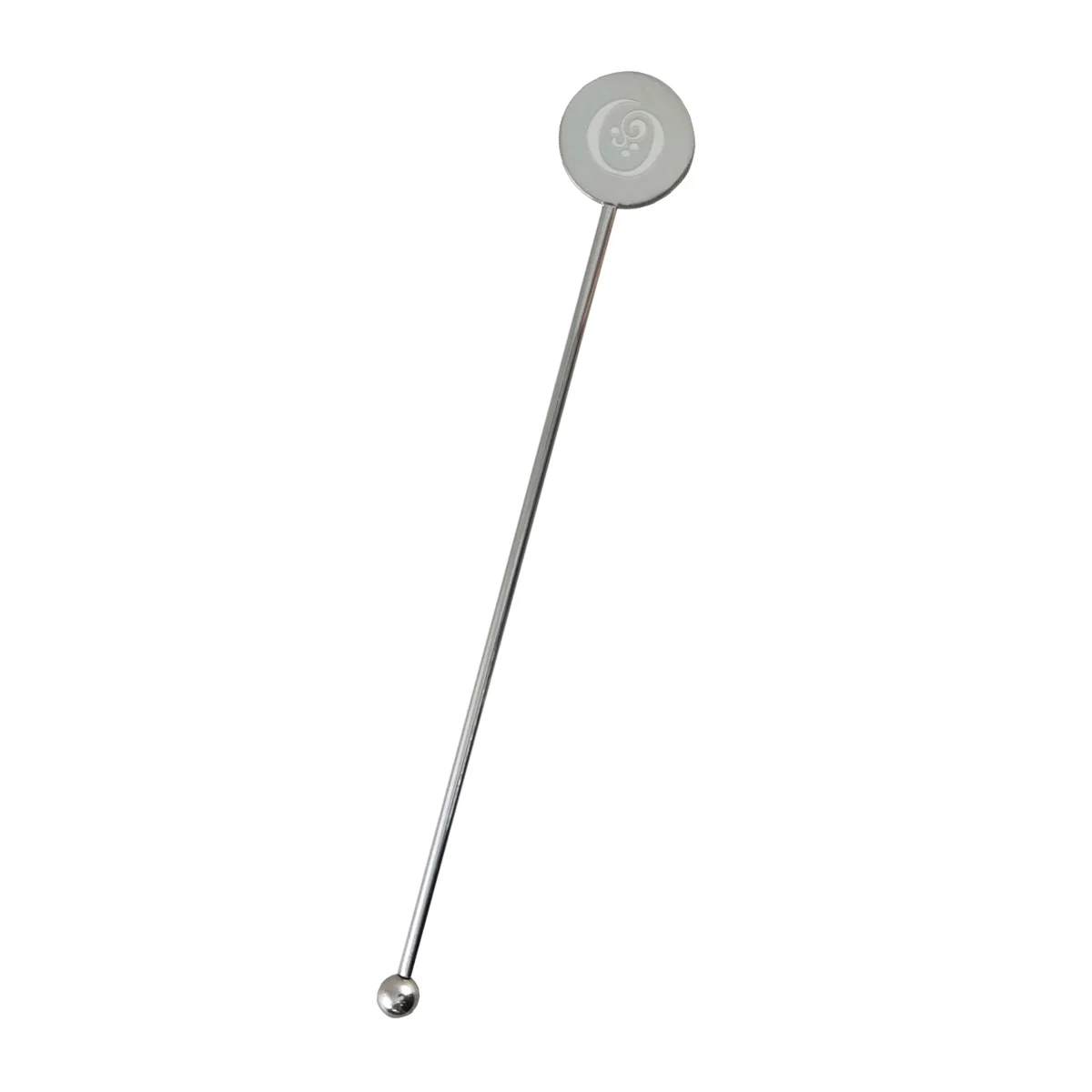 Stainless steel cocktail stirrer standing seven inches tall