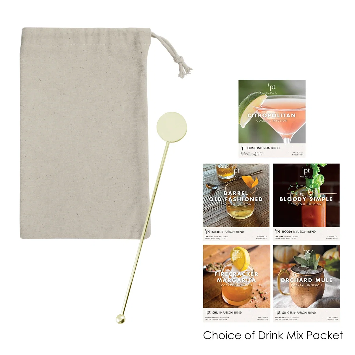 Infusion sachet shown flat with a blank front panel