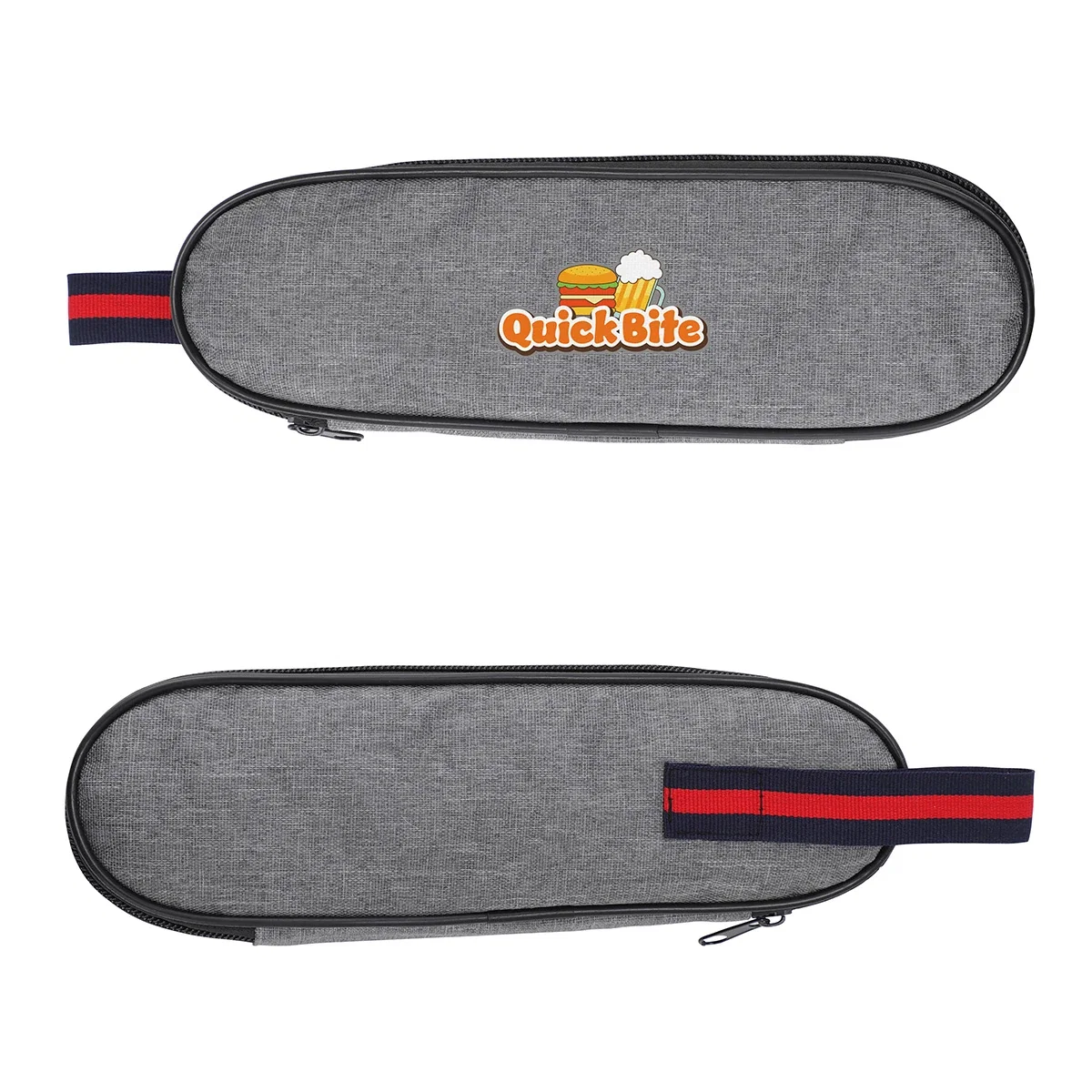 Stainless Steel Cutlery Set case front and back panels laid flat, showing the imprint area above the zipper