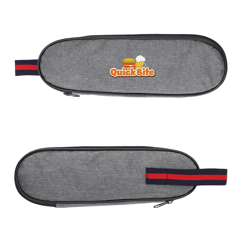 Stainless Steel Cutlery Set case front and back panels laid flat, showing the imprint area above the zipper