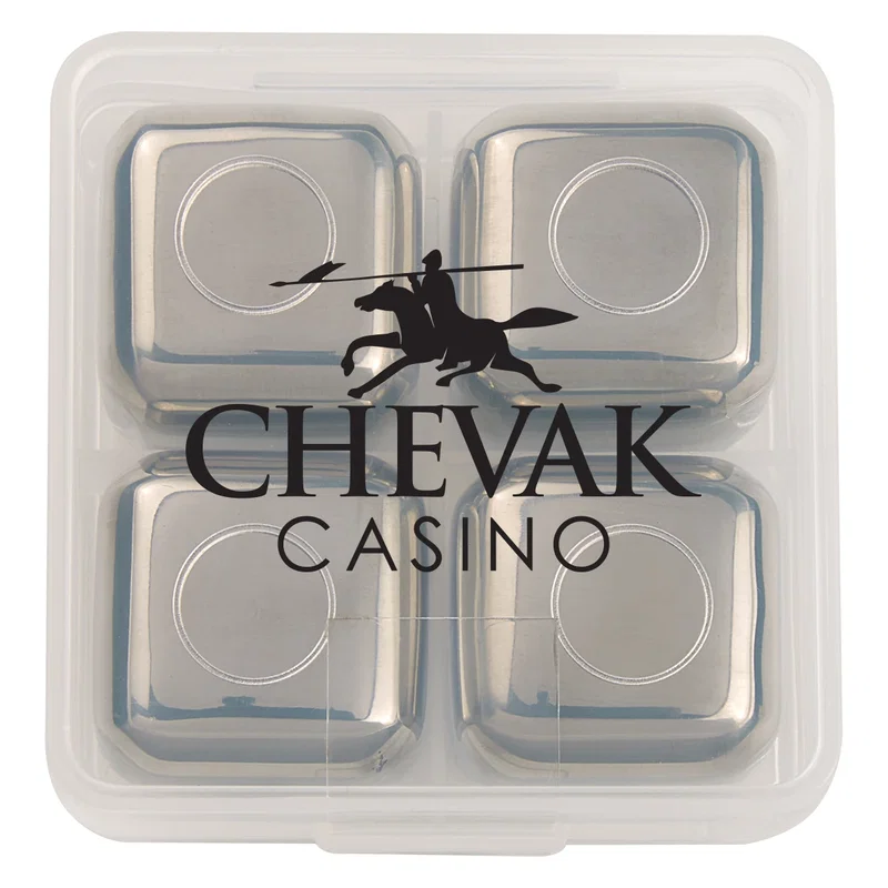 Case opened to show the metal cubes in rows
