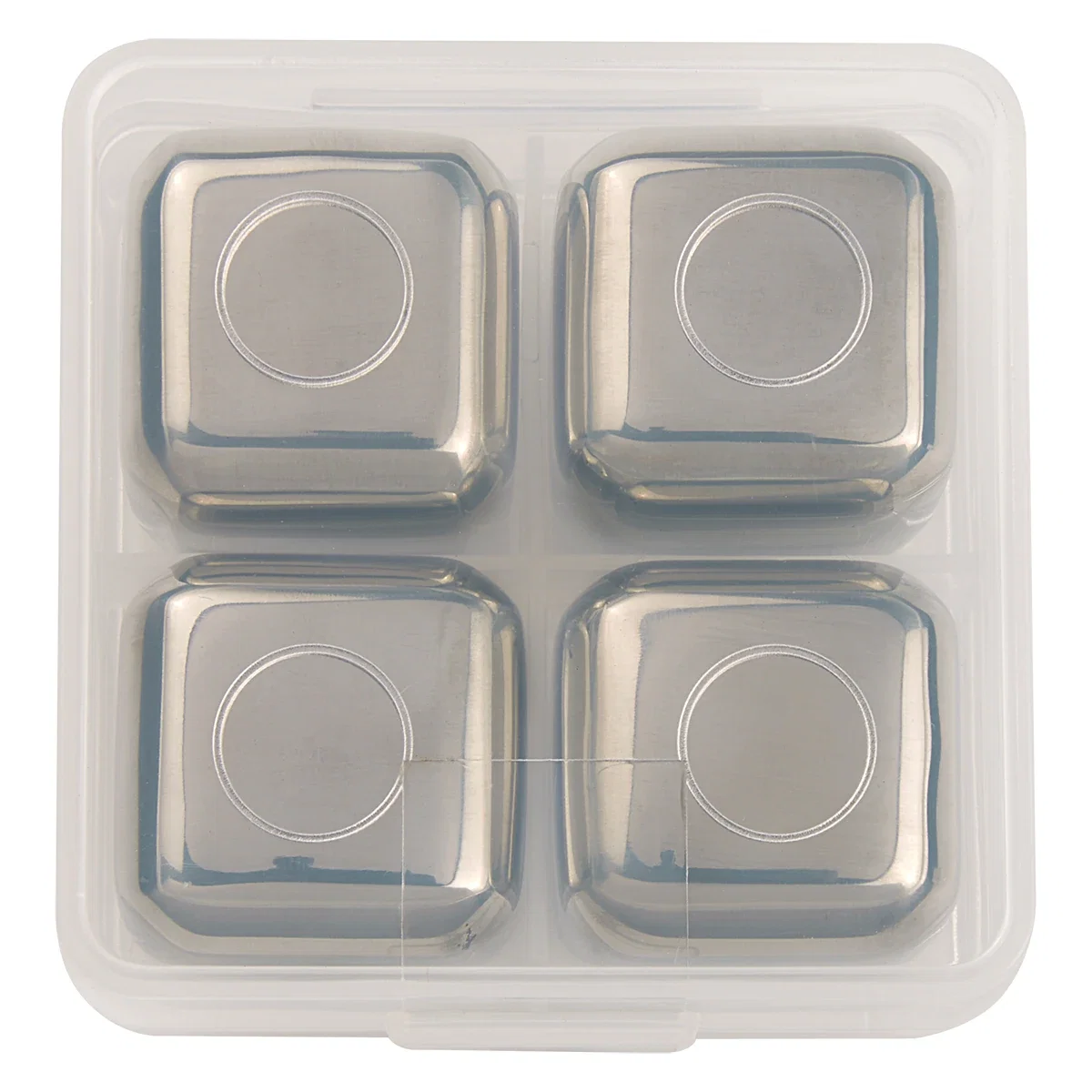 Cubes resting in the bottom of a glass