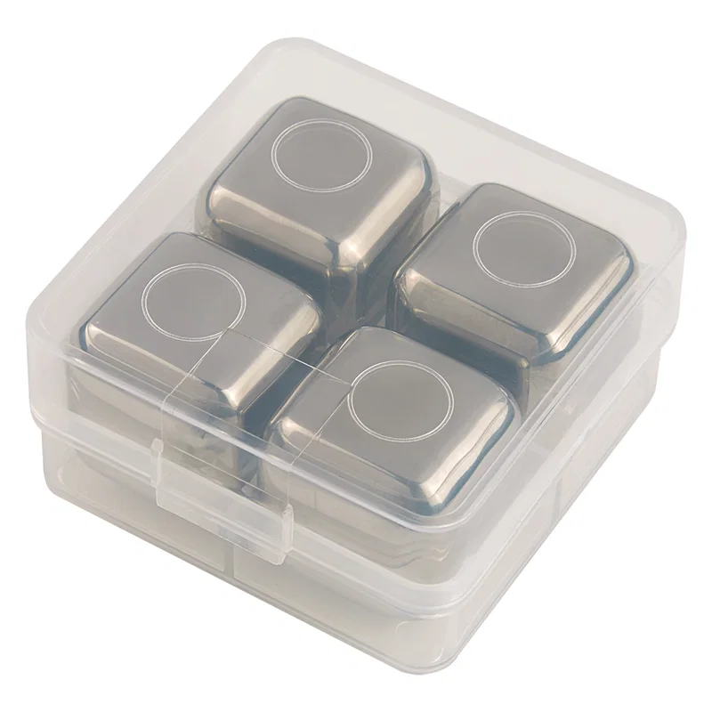 Reusable cubes lined up outside the clear case