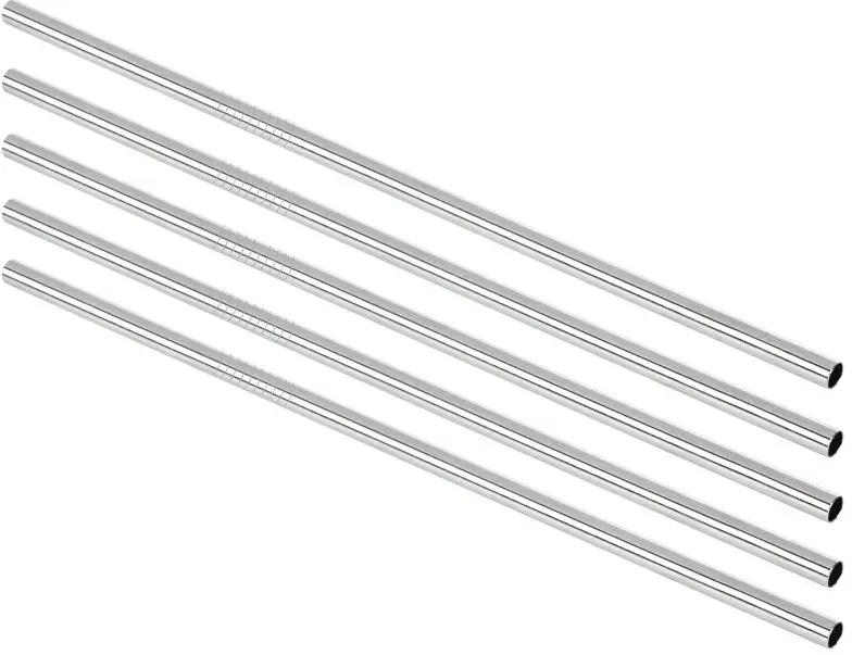 Branded Stainless Steel Straw Set+Brushes - 5 Pack — view 2
