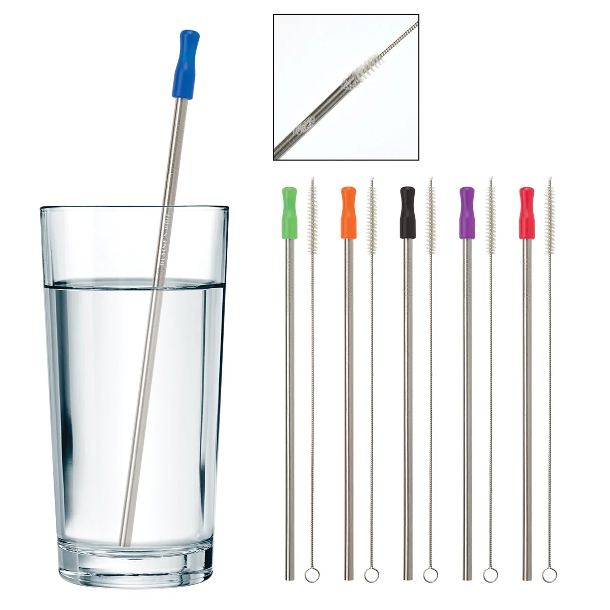 Stainless steel drinking straw with matching cleaning brush