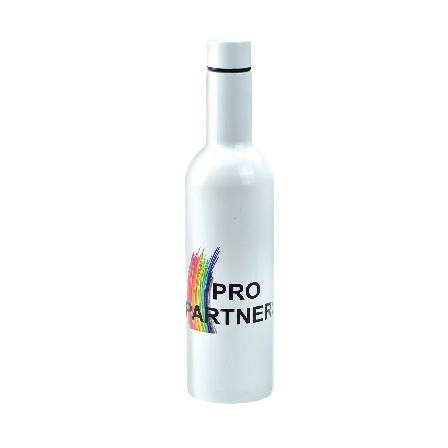 Imprinted Stainless Steel Wine Bottle — White — view 2