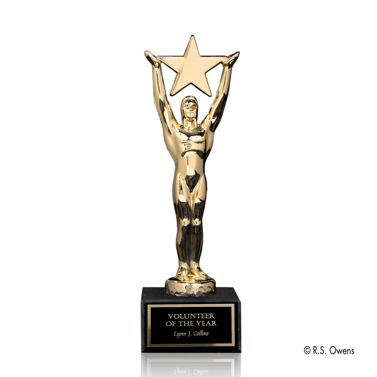 Custom Gold-Plated Star Achievement Award on Black Marble Base for corporate award ceremonies