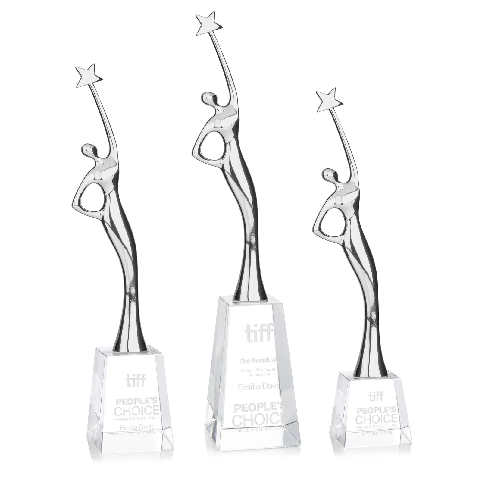 Custom Gold Cast Metal Star Figure Award on a Crystal Base for company anniversary events