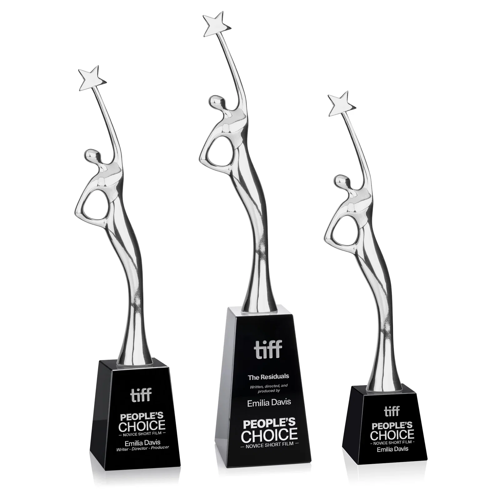 Personalized Gold Cast Metal Star Figure Award on a Crystal Base for retirement presentations