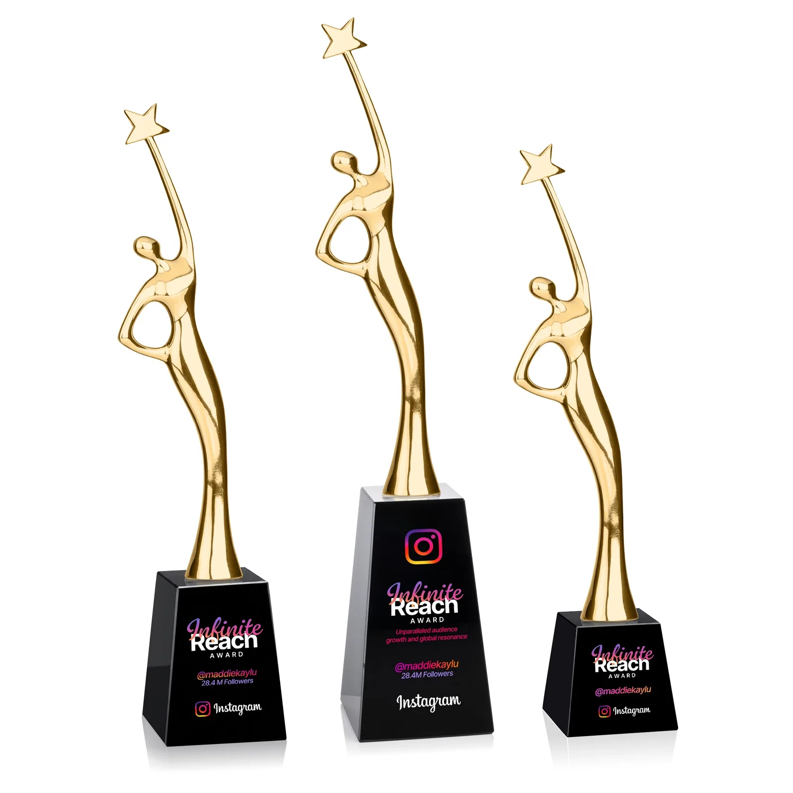 Personalized Gold Cast Metal Star Figure Award on a Crystal Base for volunteer appreciation