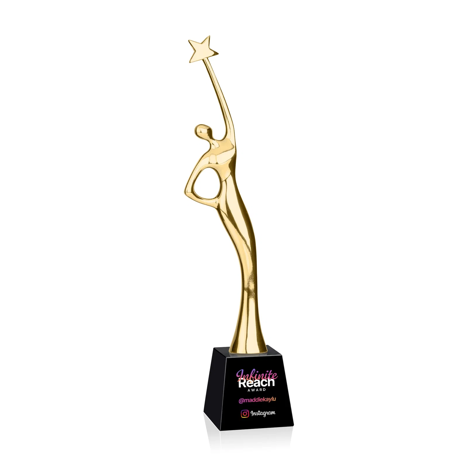 Personalized Gold Cast Metal Star Figure Award on a Crystal Base for dealer and partner awards
