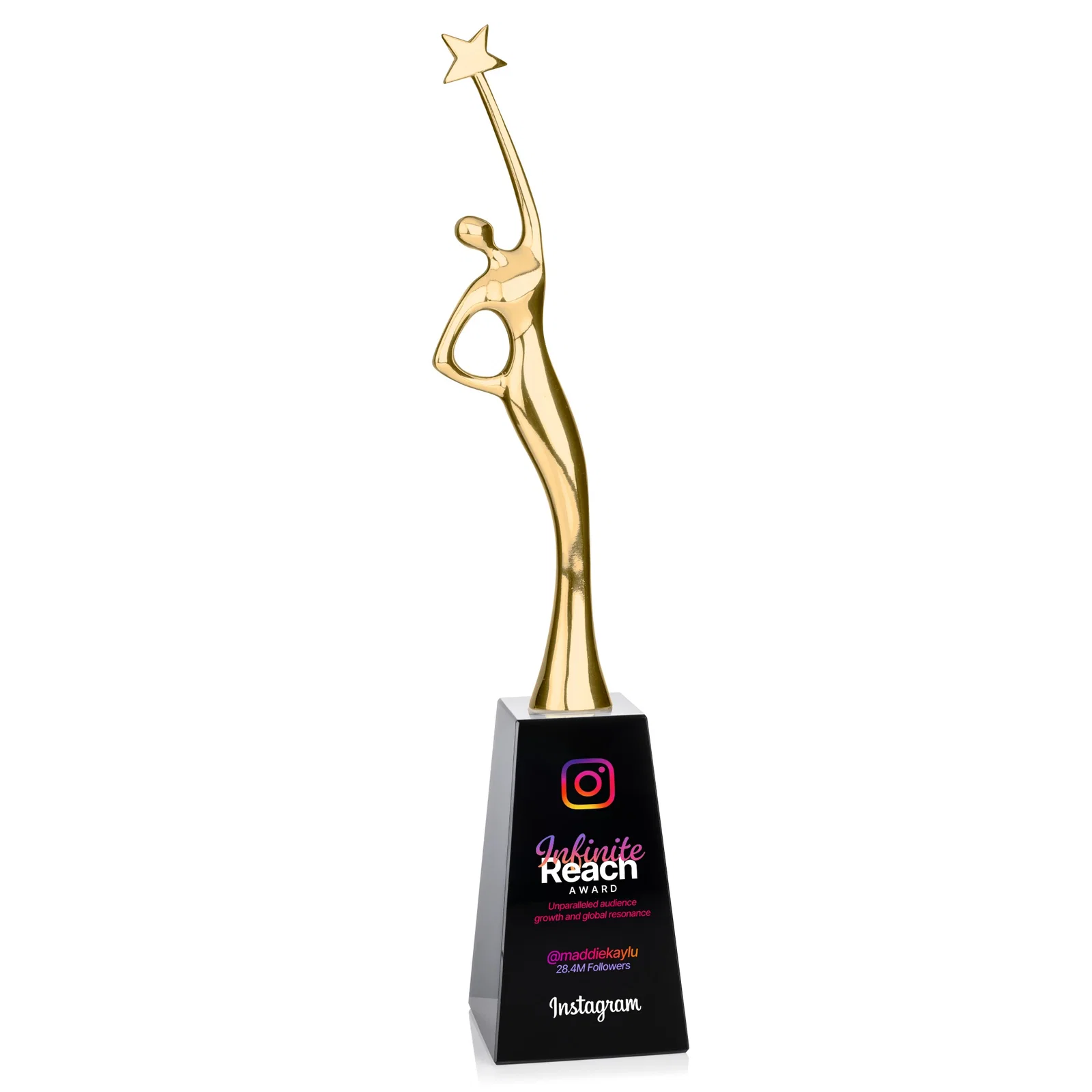 Promotional Gold Cast Metal Star Figure Award on a Crystal Base for employee recognition
