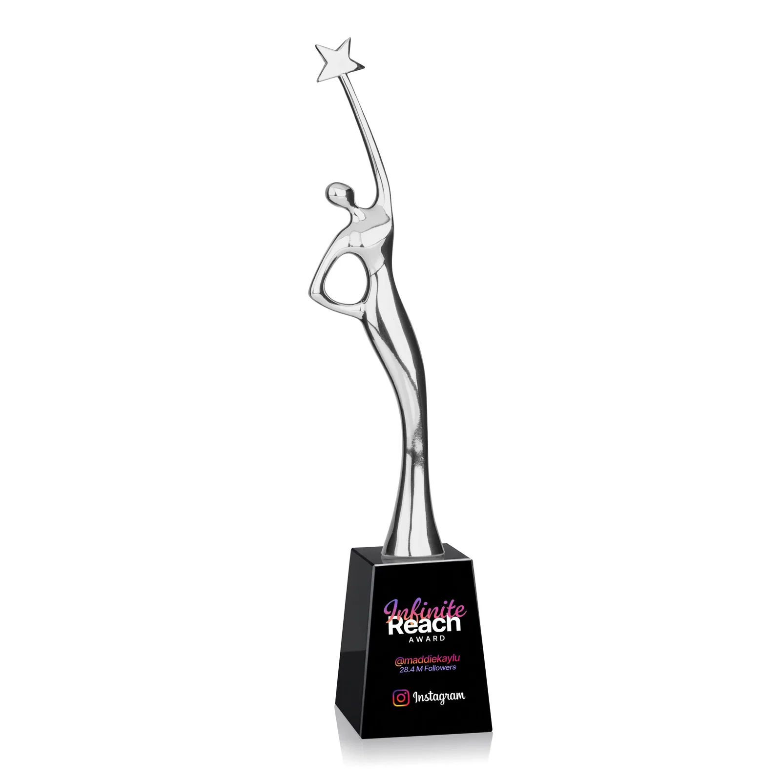 Promotional Gold Cast Metal Star Figure Award on a Crystal Base for volunteer appreciation