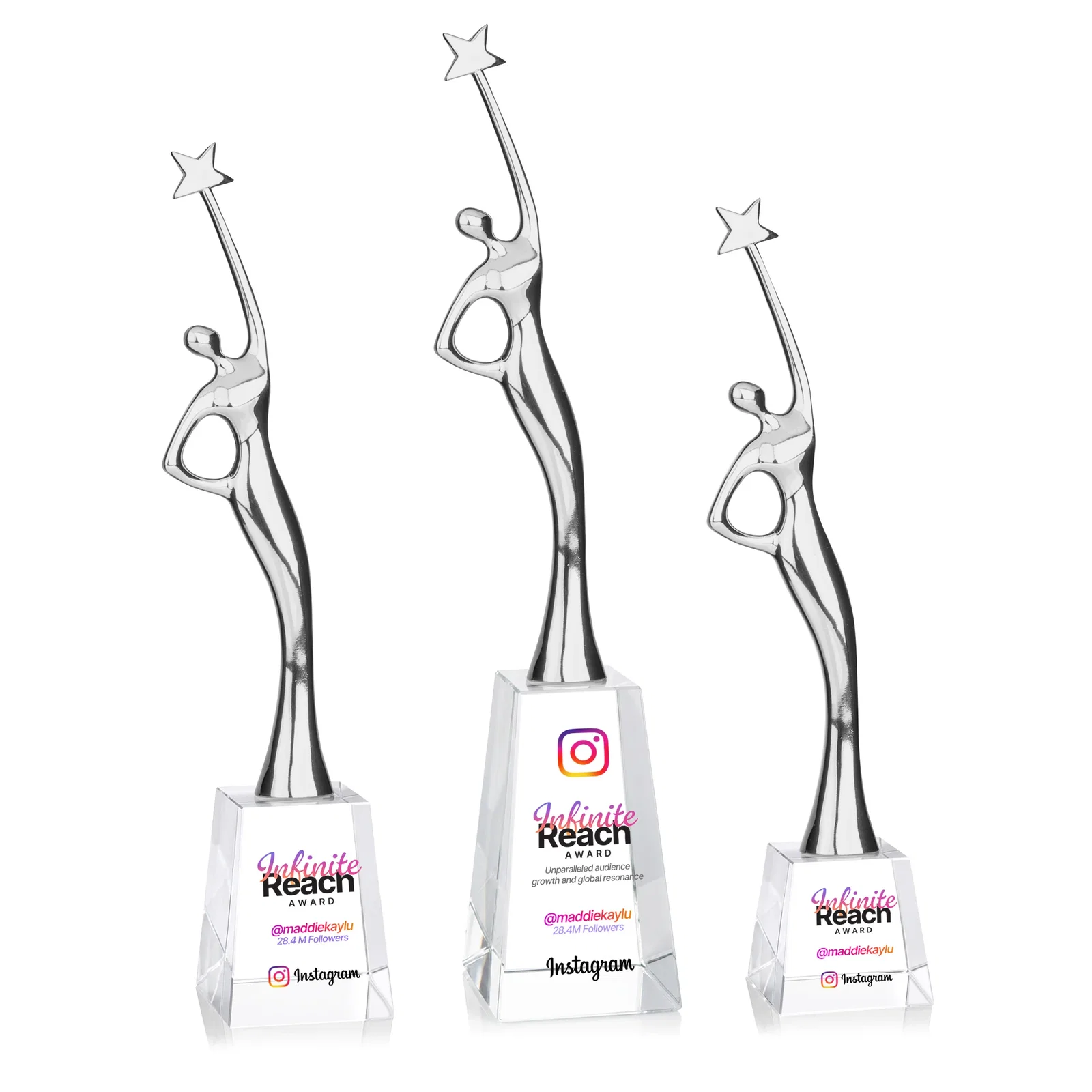 Branded Gold Cast Metal Star Figure Award on a Crystal Base for employee recognition