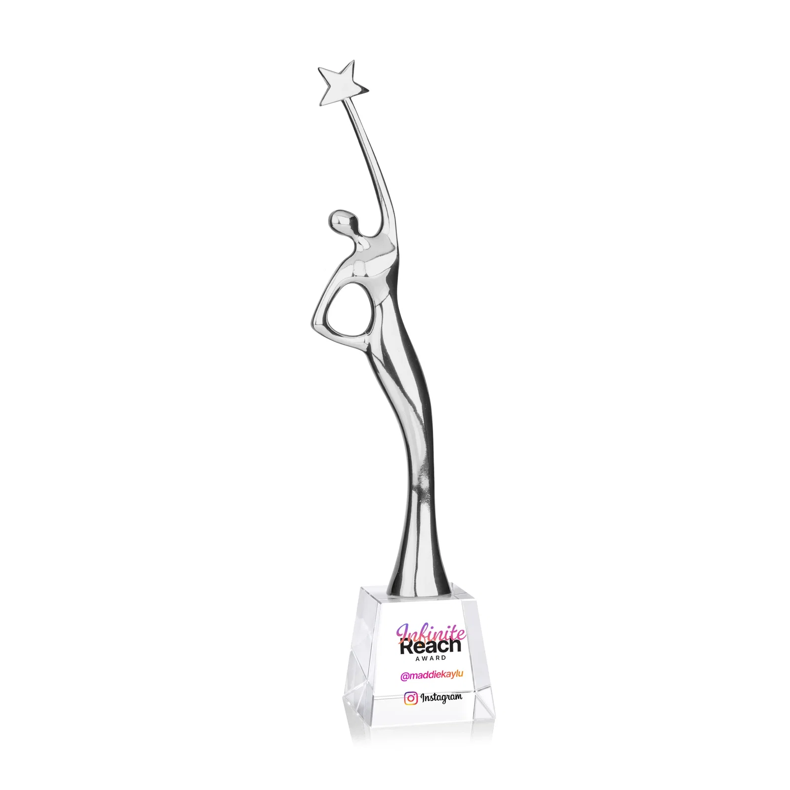 Branded Gold Cast Metal Star Figure Award on a Crystal Base for corporate award ceremonies