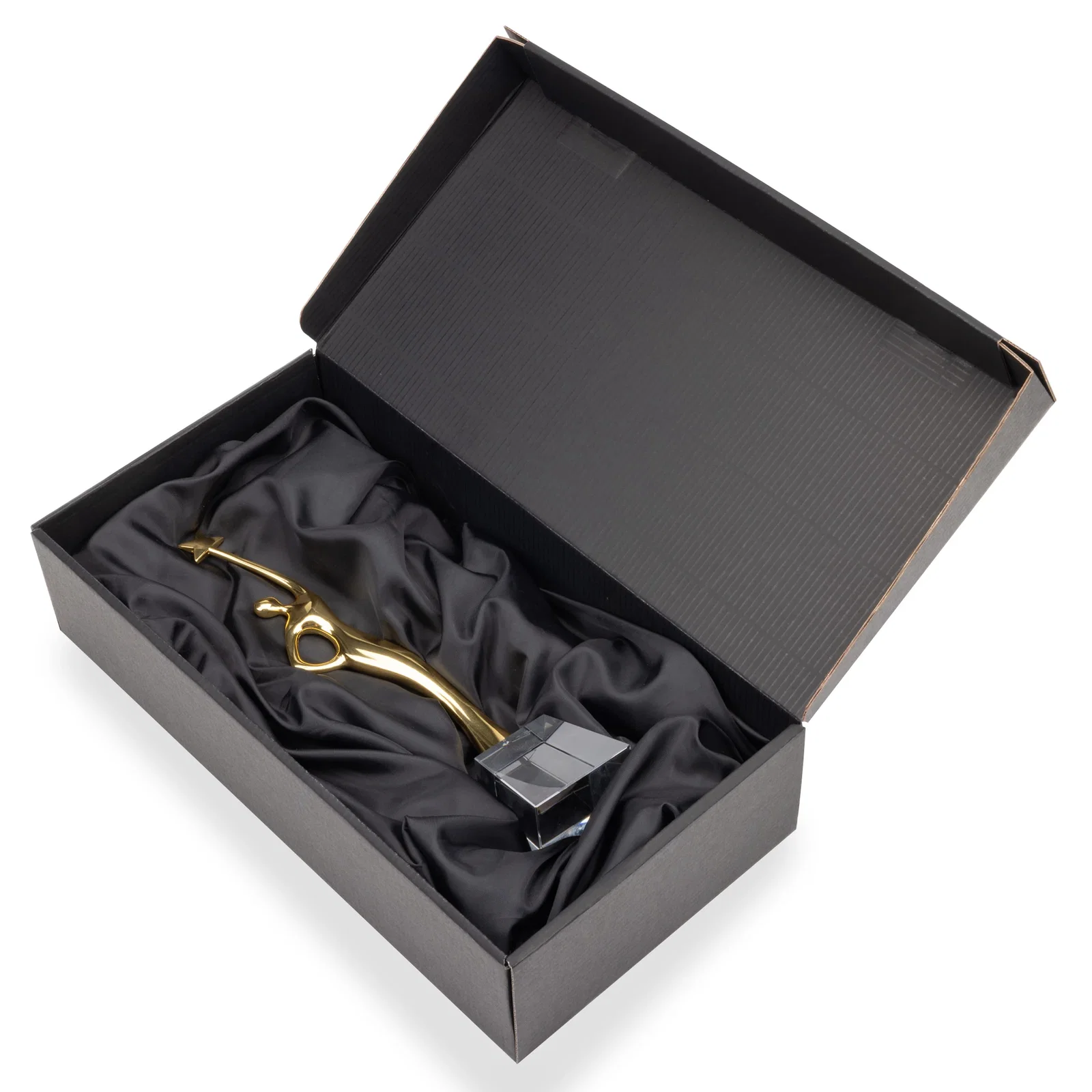 Custom Gold Cast Metal Star Figure Award on a Crystal Base for retirement presentations
