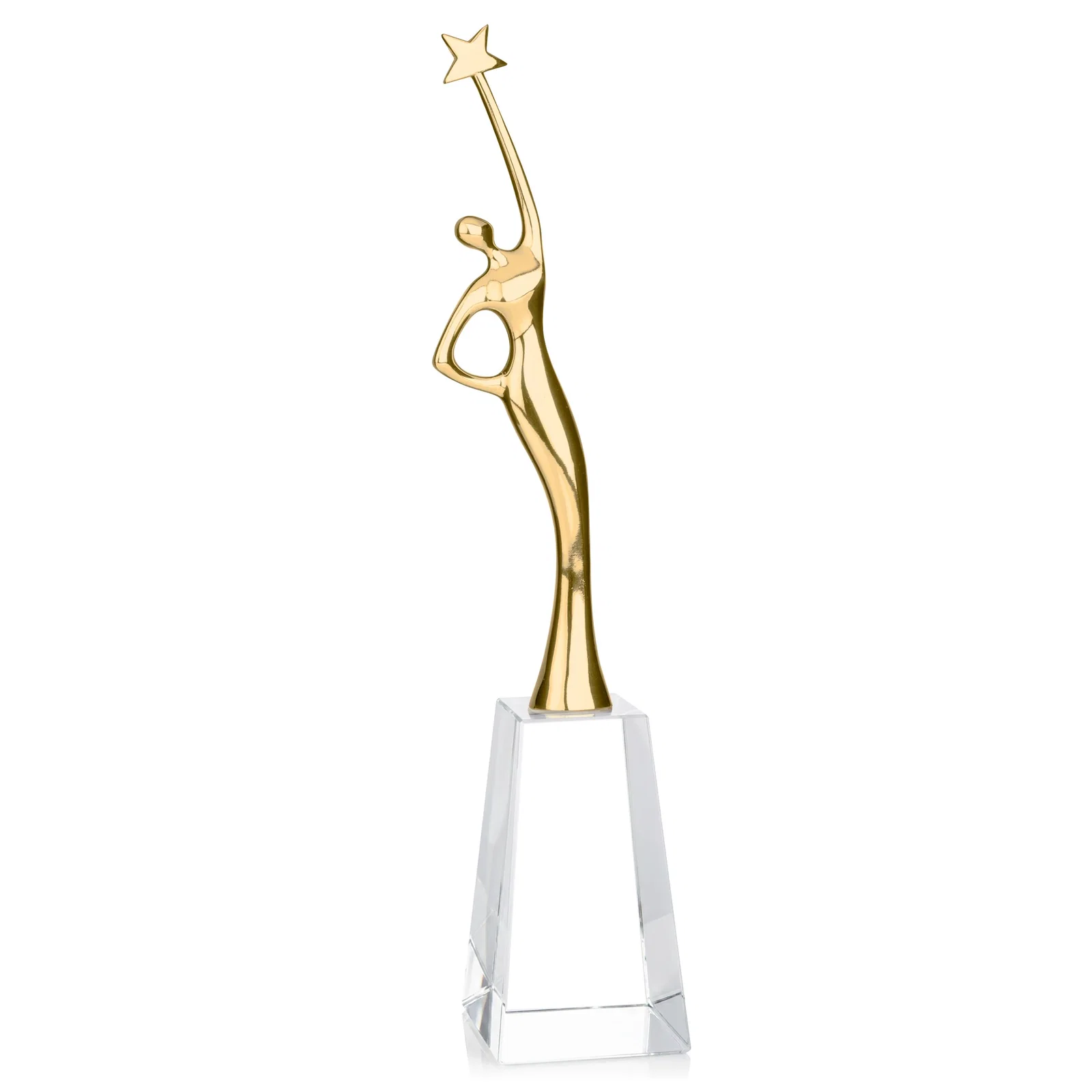 Branded Gold Cast Metal Star Figure Award on a Crystal Base for graduation ceremonies