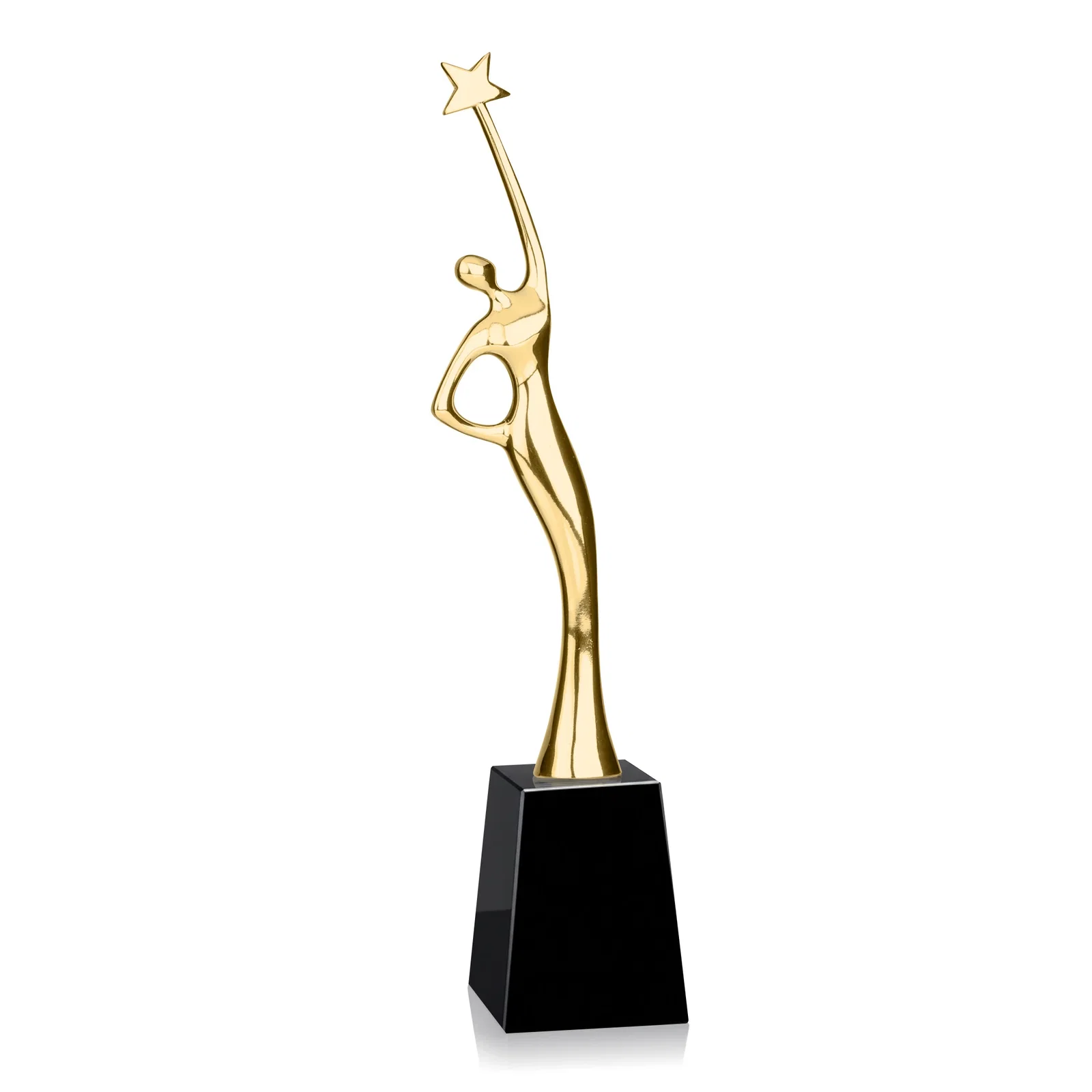 Branded Gold Cast Metal Star Figure Award on a Crystal Base for safety achievement programs