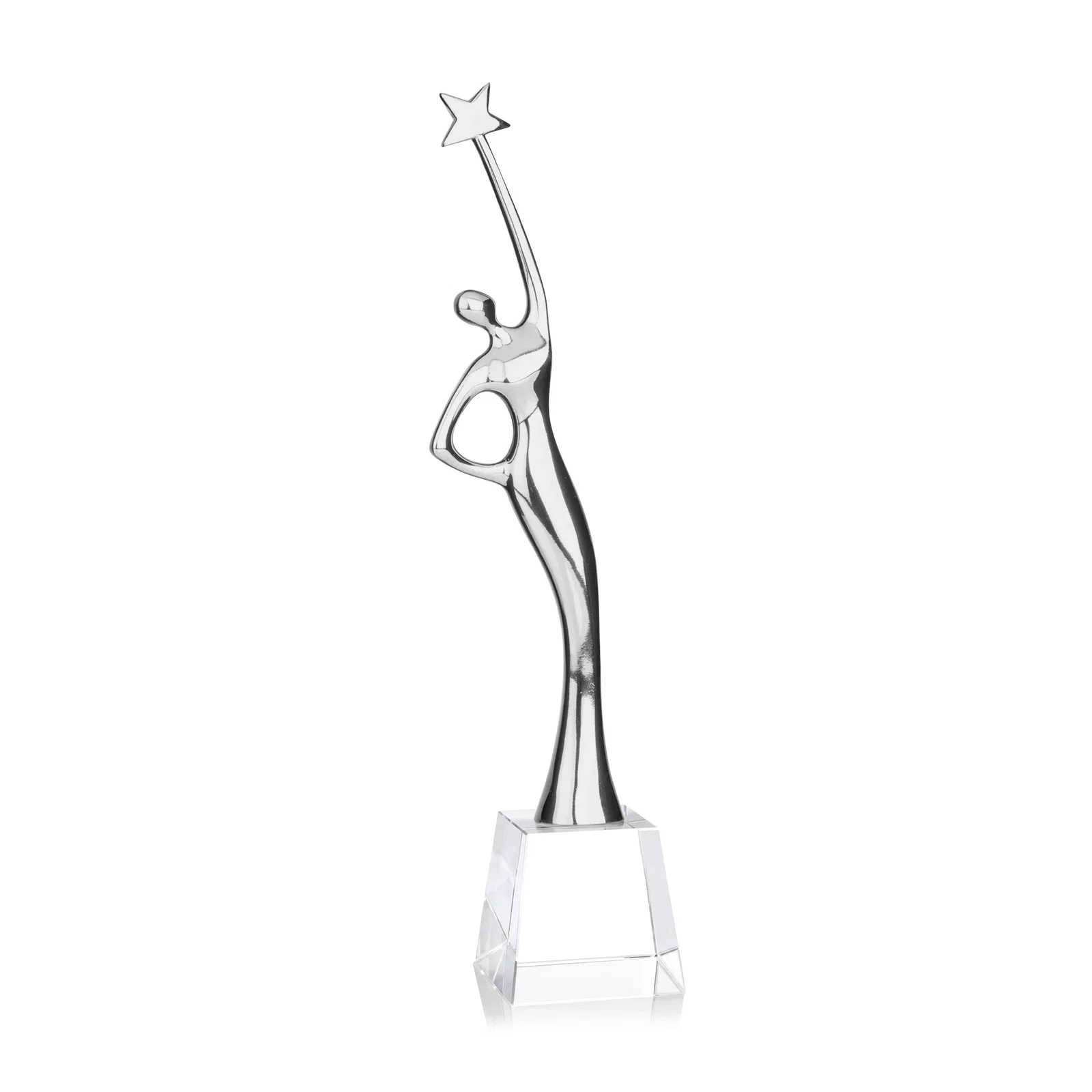 Branded Gold Cast Metal Star Figure Award on a Crystal Base for dealer and partner awards