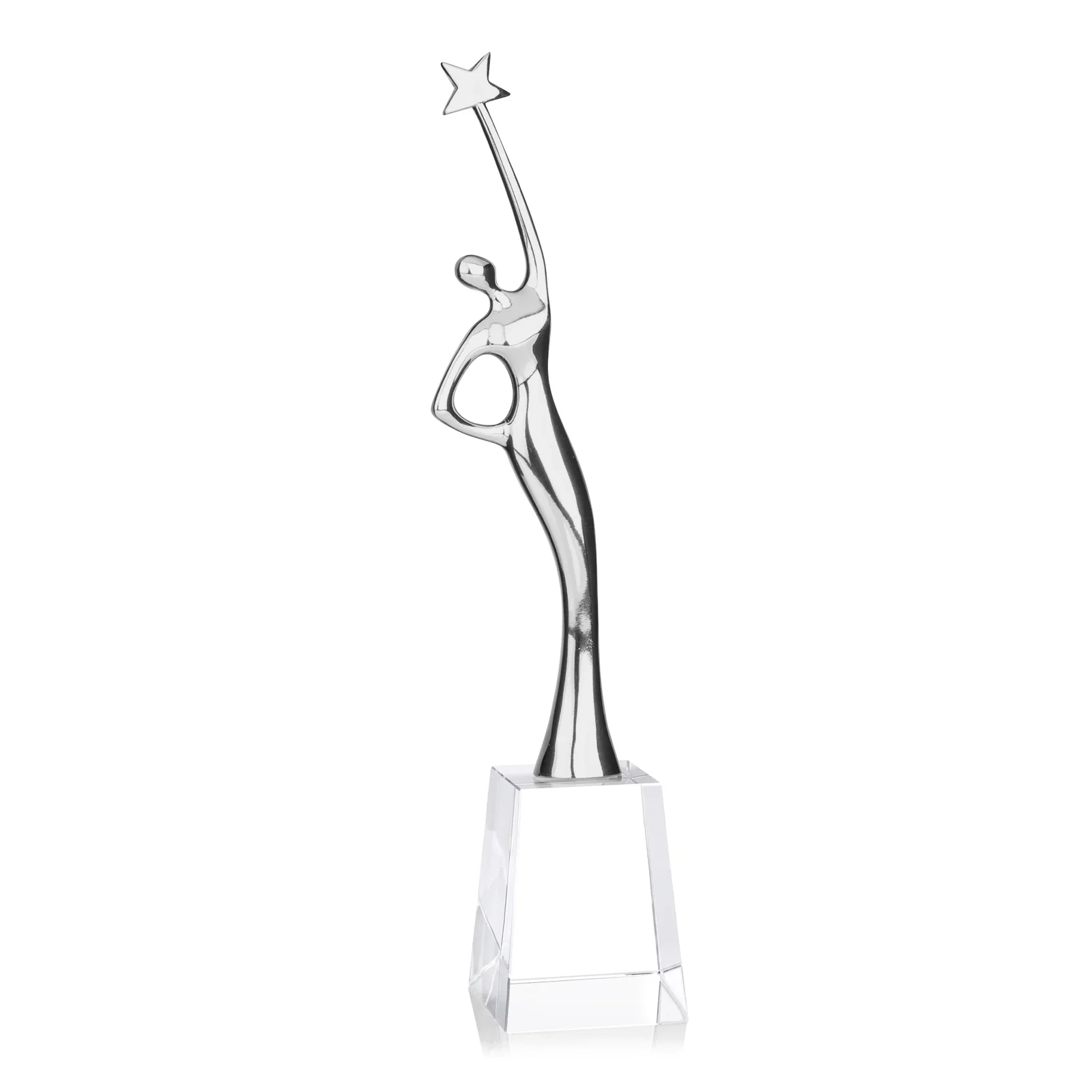 Branded Gold Cast Metal Star Figure Award on a Crystal Base for company anniversary events