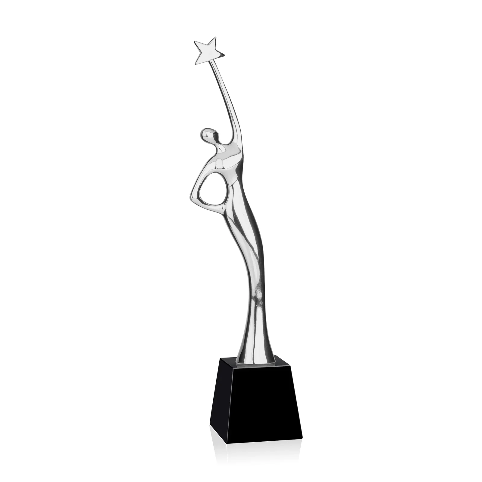 Custom printed Gold Cast Metal Star Figure Award on a Crystal Base for corporate award ceremonies