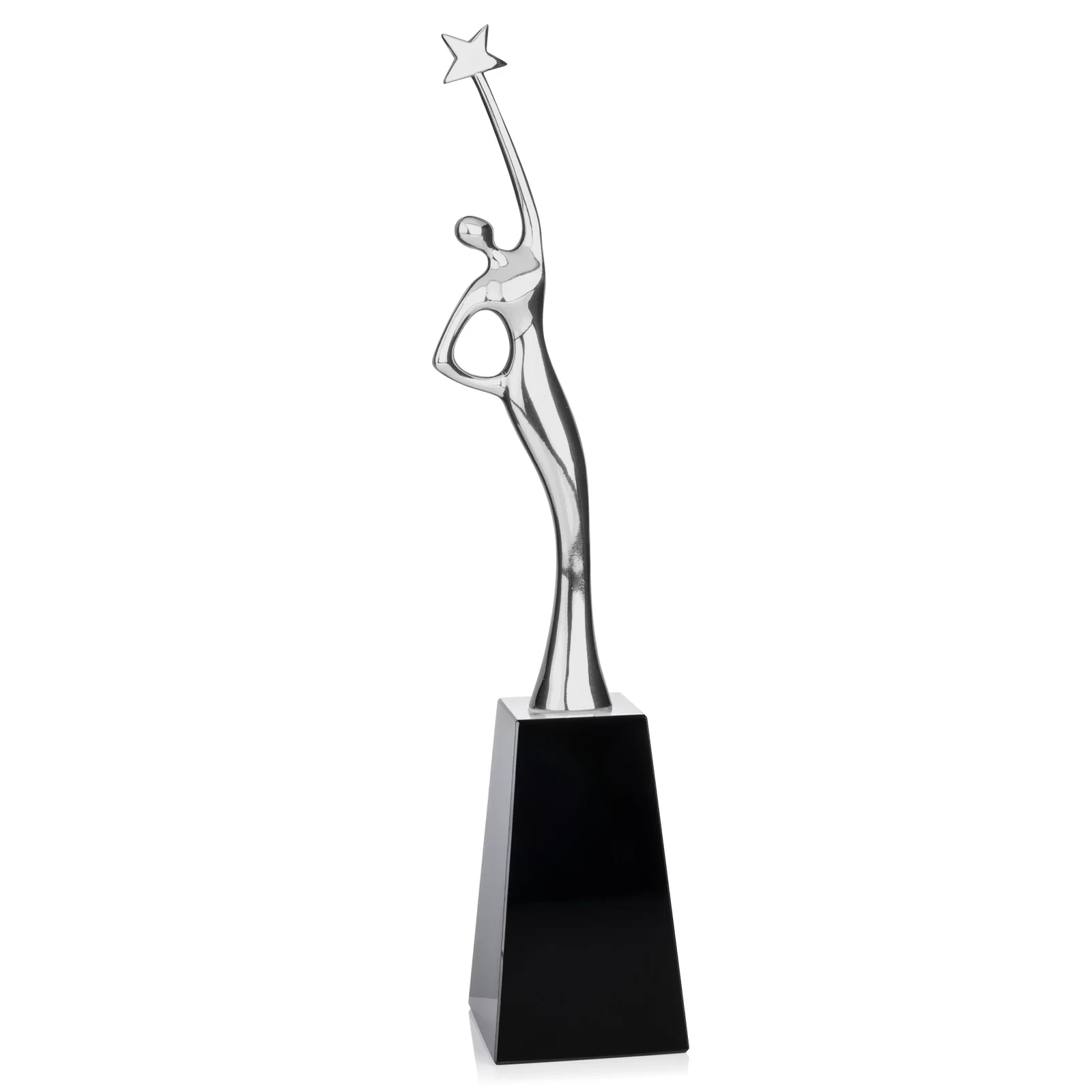 Custom printed Gold Cast Metal Star Figure Award on a Crystal Base for sales achievement awards