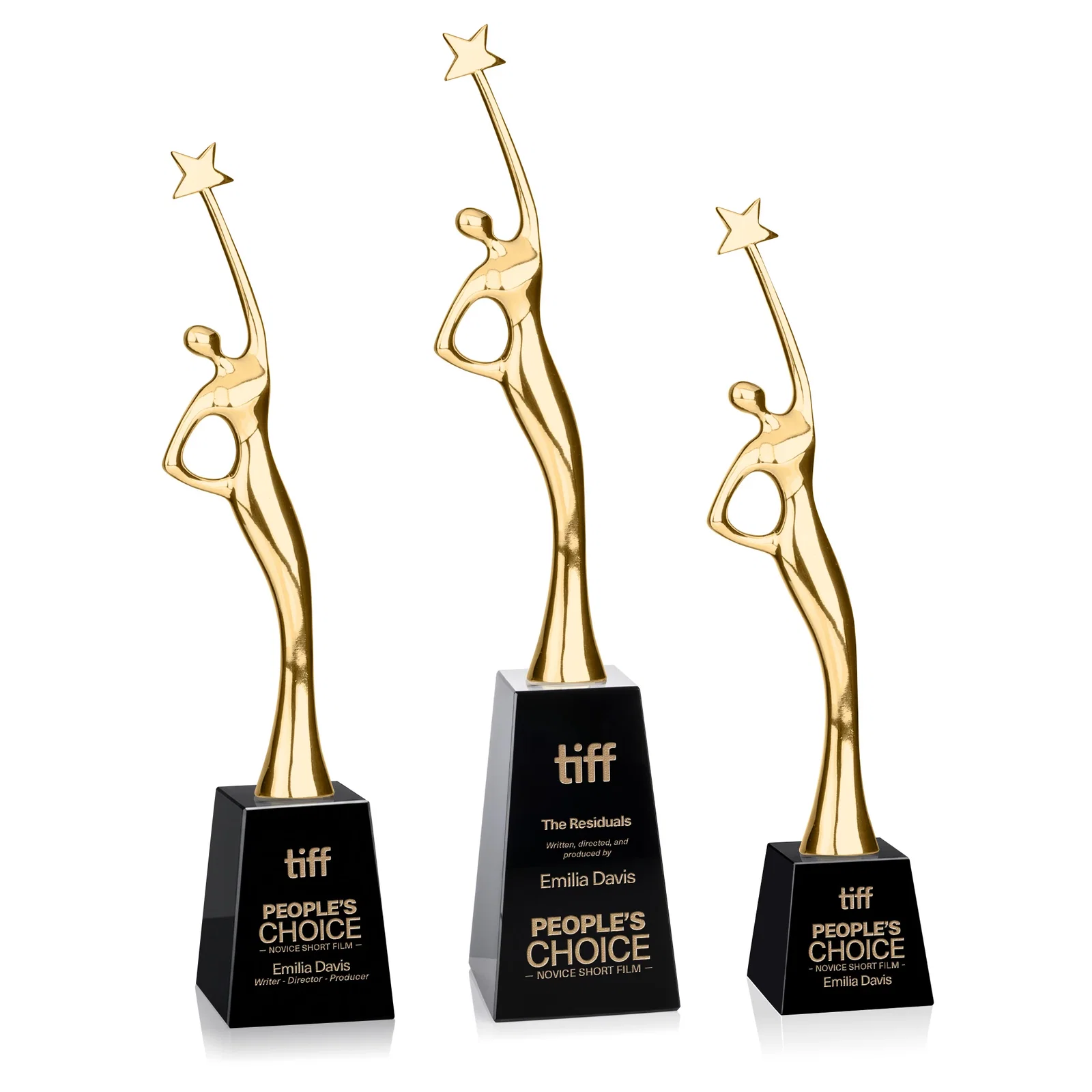 Custom Gold Cast Metal Star Figure Award on a Crystal Base for donor appreciation