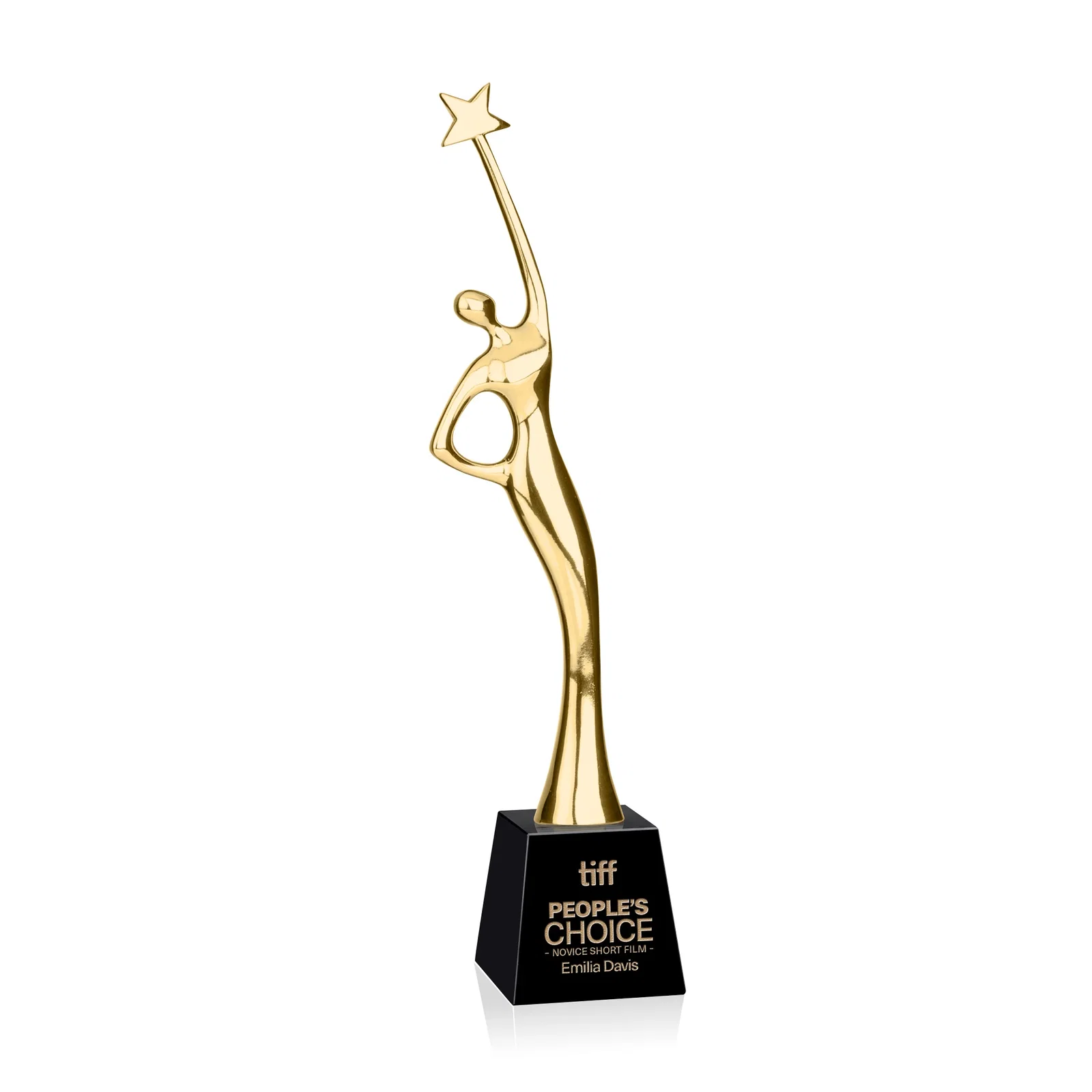 Custom Gold Cast Metal Star Figure Award on a Crystal Base for graduation ceremonies