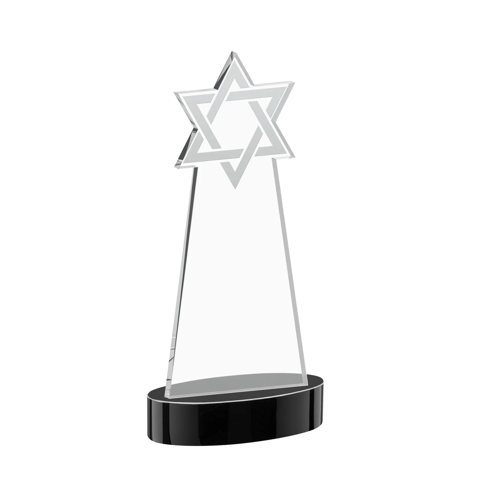 Custom Starfire Crystal Award with Etched Star of David, with your logo for corporate award ceremonies