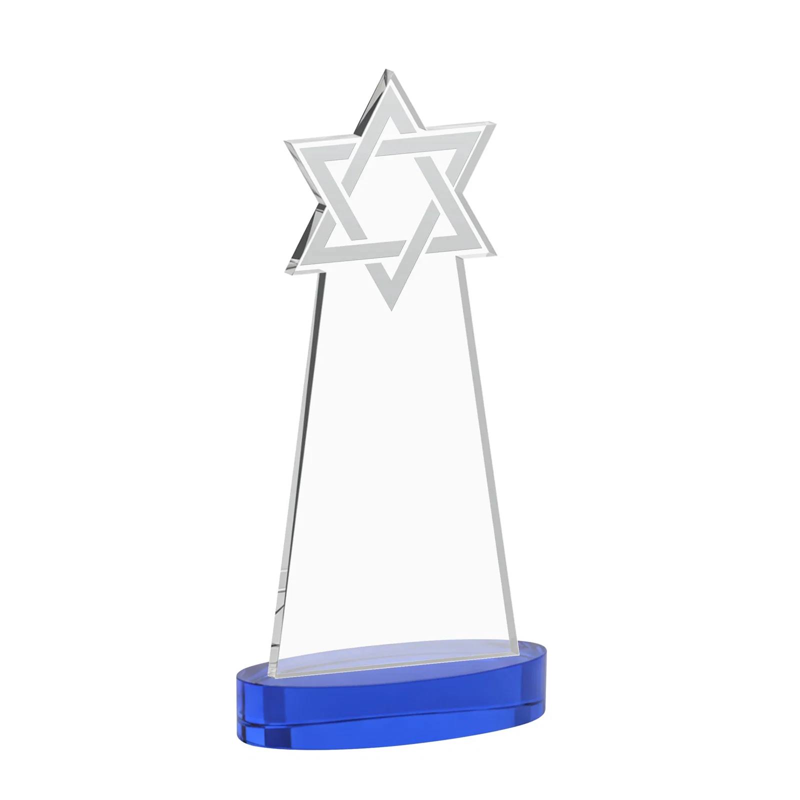 Custom Starfire Crystal Award with Etched Star of David, with your logo for team milestone celebrations