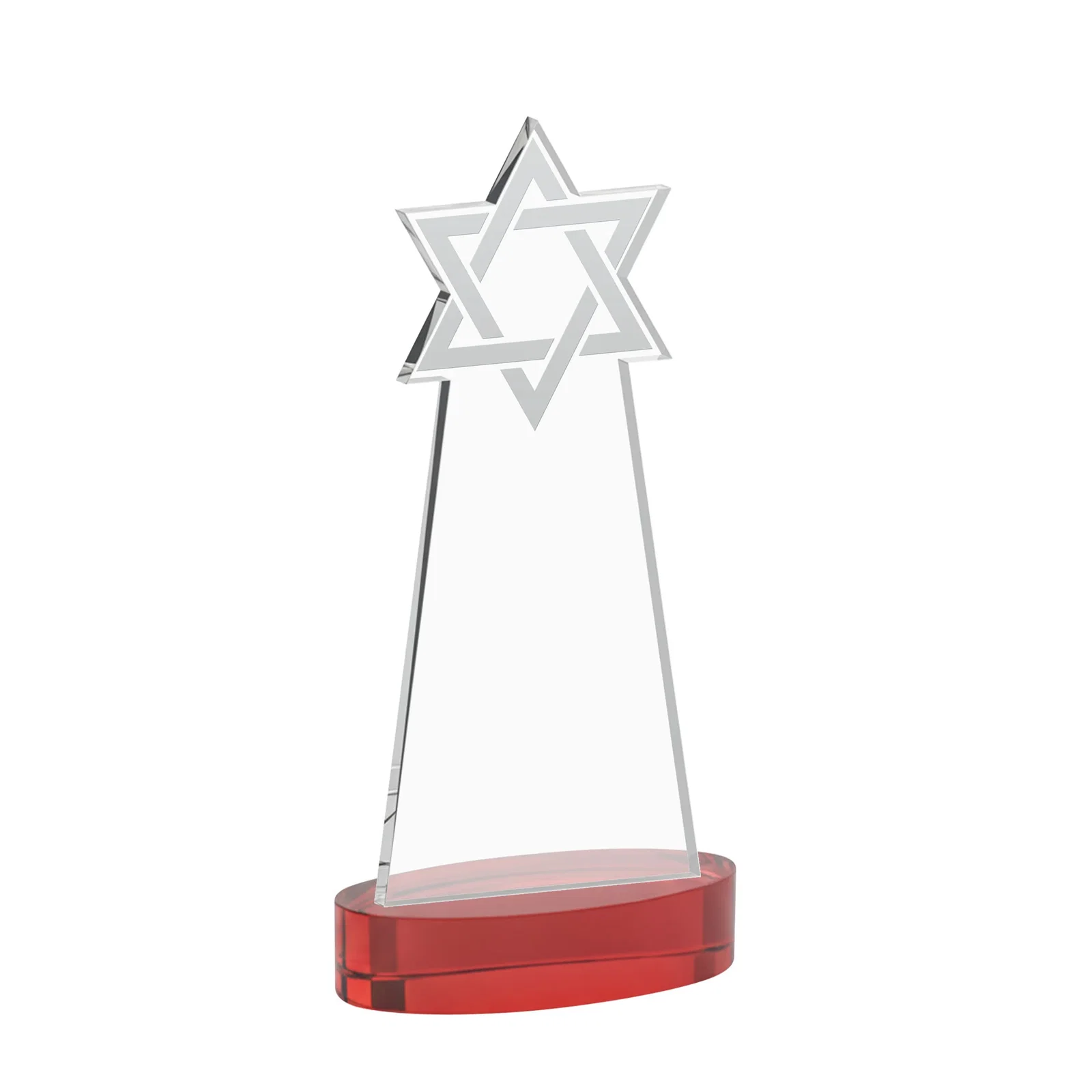 Custom Starfire Crystal Award with Etched Star of David, with your logo for graduation ceremonies