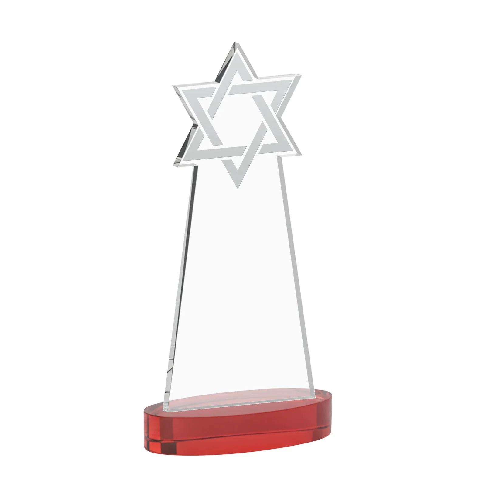 Custom Starfire Crystal Award with Etched Star of David, with your logo for safety achievement programs