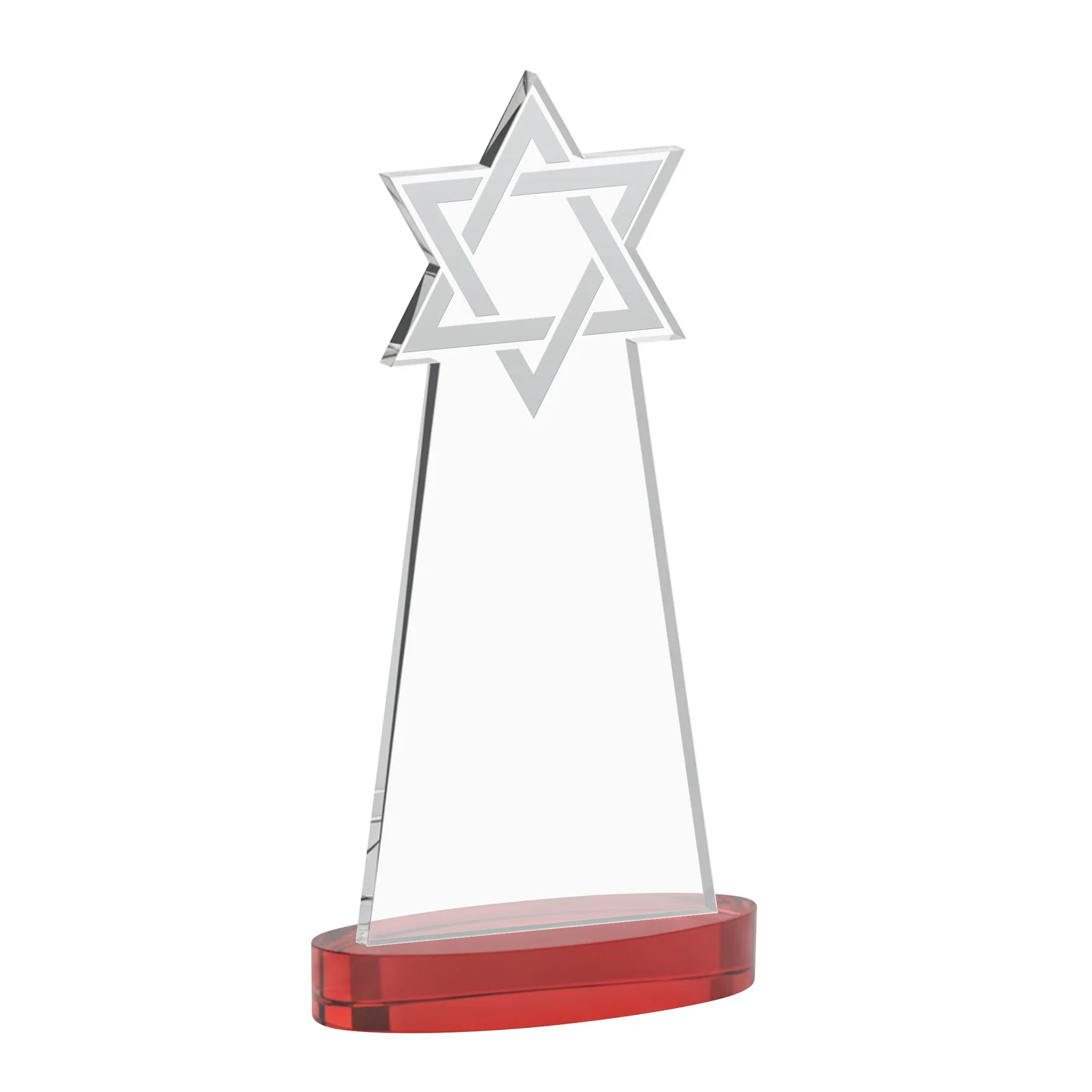 Custom Starfire Crystal Award with Etched Star of David, with your logo for volunteer appreciation